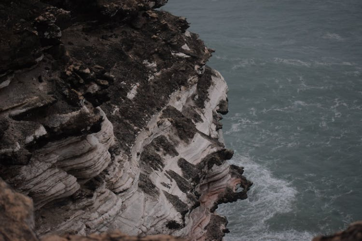 aerial photography,clif,cliff,coast,foam,high angle view,ocean,rocky,sea,shore,splashing,waves