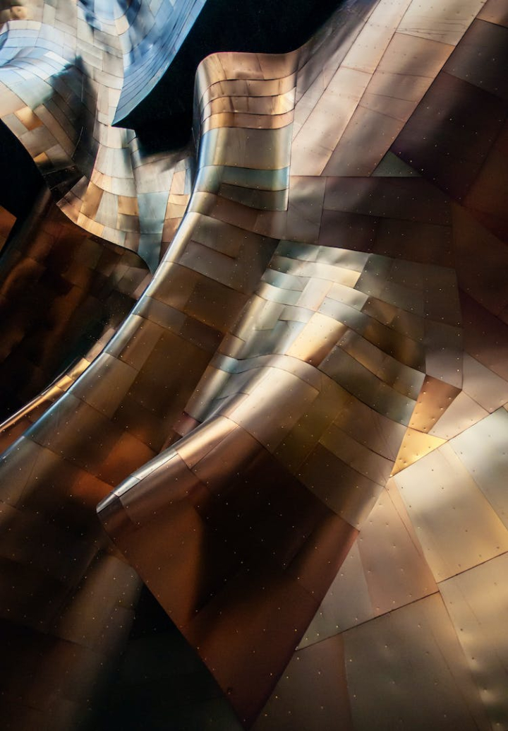 abstract,abstract photo,architectural,architectural design,architecture,building exterior,curves,design,exterior,flow,futuristic,gold,gold background,gold wallpaper,golden,light,metal art,metal texture,pattern,seattle,shadow,structure