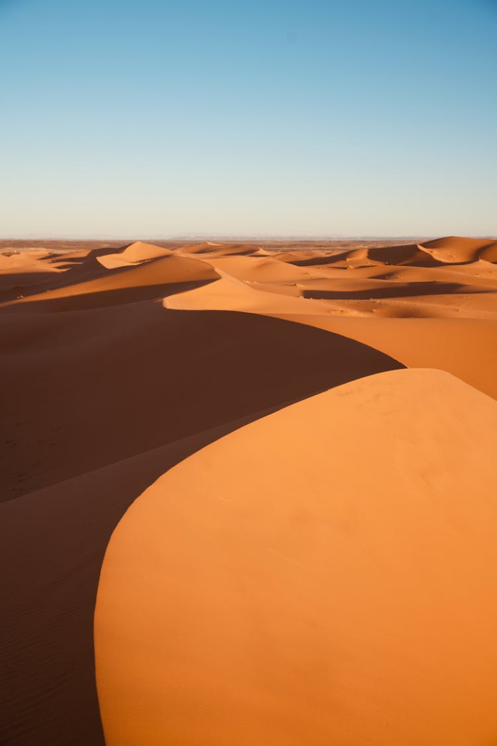 arid,blue sky,desert,drought,dunes,land,landscape,nature,sand,sand dune,vertical shot