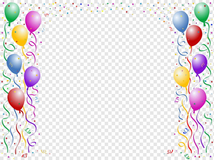 Free: Birthday cake Wish Happy Birthday to You Party, Colorful balloons  border celebrate, multicolored balloons border frame, border, frame, color  Splash png 