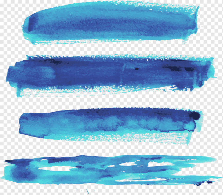 The strokes of a white watercolor paint on a blue paint on a