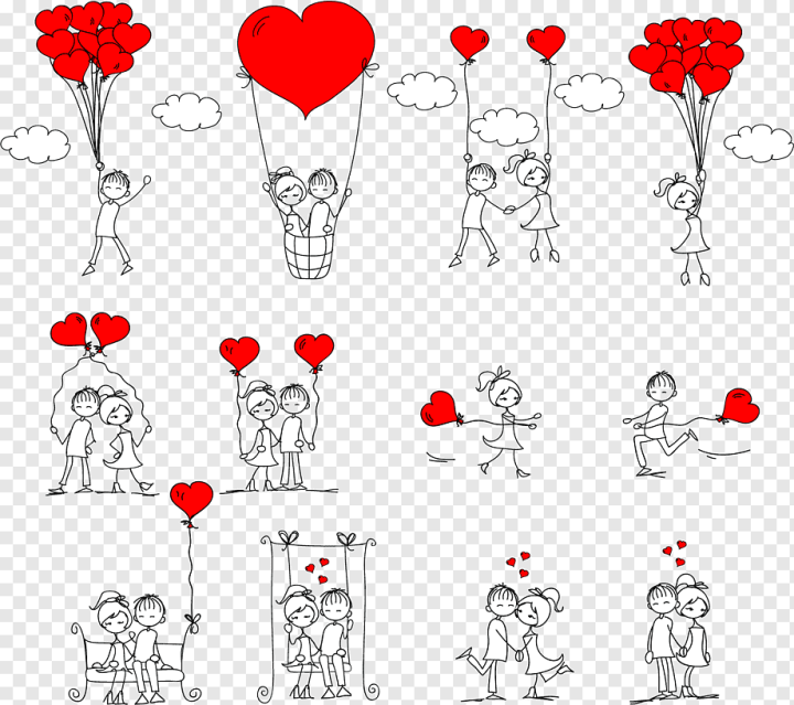 Free: couple holding heart balloons illustration, Drawing Romance Love  Stick figure, Couple holding caring, painted, text, hand png 