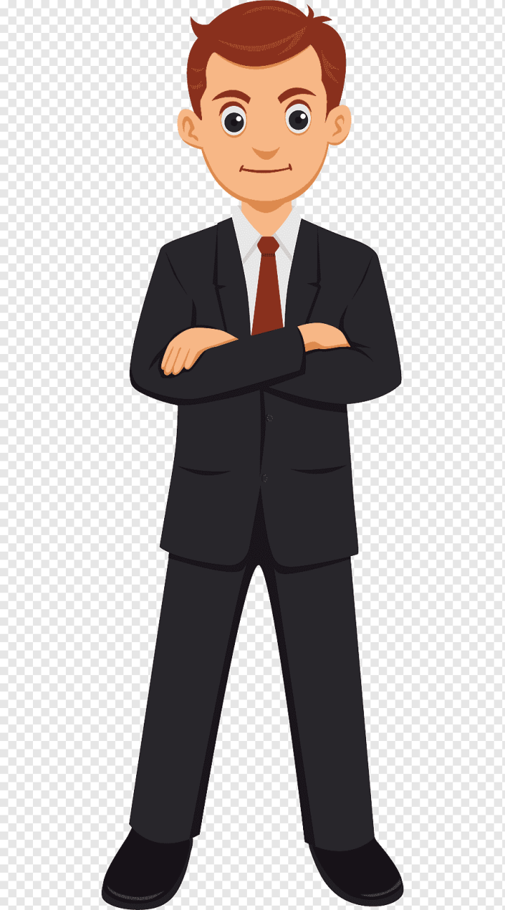 Free: man wearing black suit and red tie cartoon, Cartoon, business man,  business Woman, hand, people png 
