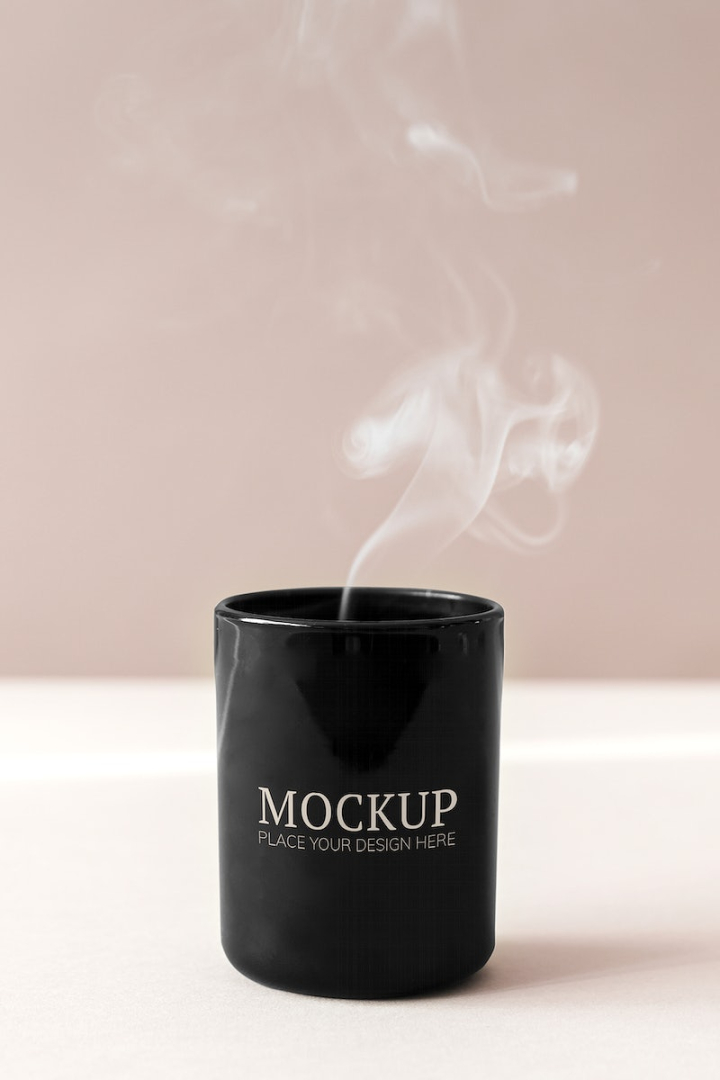 candle mockup,candle,mug mockup,mug,coffee,mockup,steam,cup mockup,smoke,cup,coffee cup,black mug mockup,rawpixel
