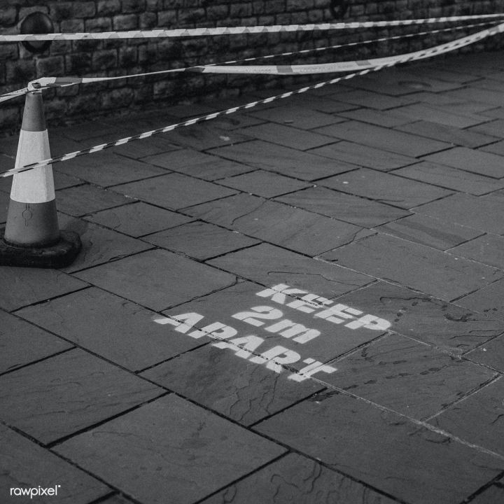 Free: Reminder of keeping 2m apart printed on the sidewalk in UK for ...