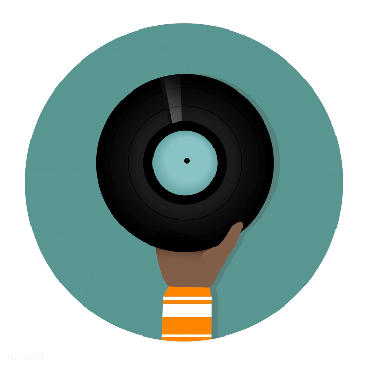 Free: Illustration of a hand holding vinyl record