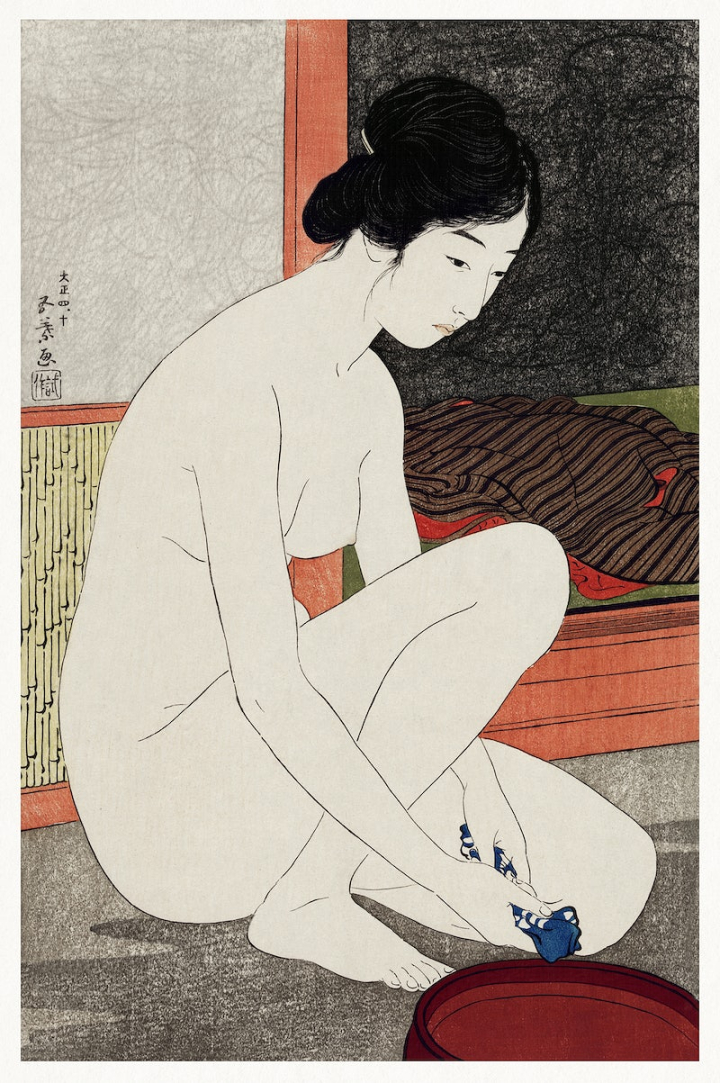 japanese,japanese art,japan,art,nude,poster,vintage poster,goyō hashiguchi,public domain,painting,sexy,japanese public domain,rawpixel