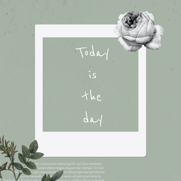 Free: Today is the day quote phrase on instant photo frame 