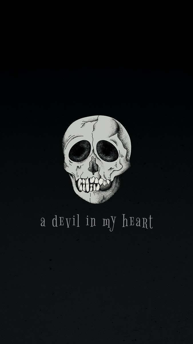 Free: Vintage skull mobile phone wallpaper vector quote a devil in my heart  