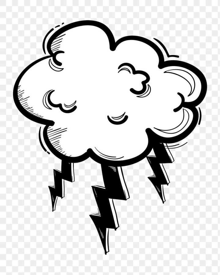 Free: Png thunder cloud pastel doodle cartoon clipart 