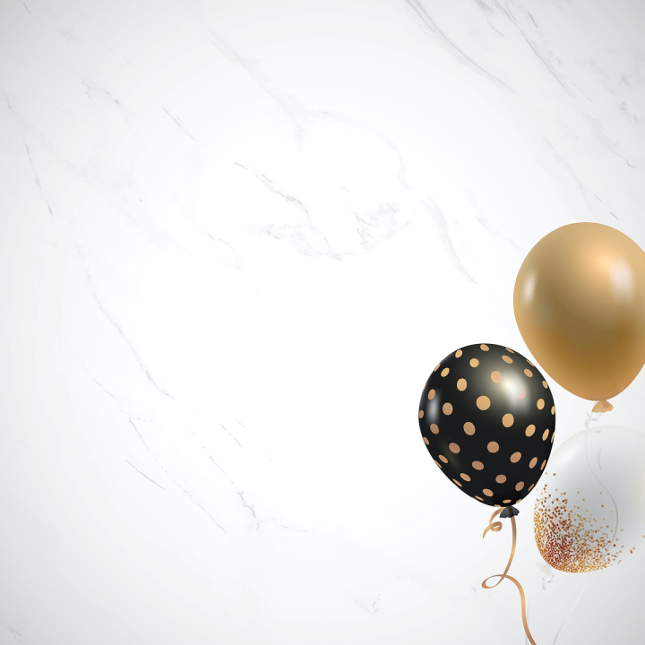 Free: Birthday party balloons in marble background 