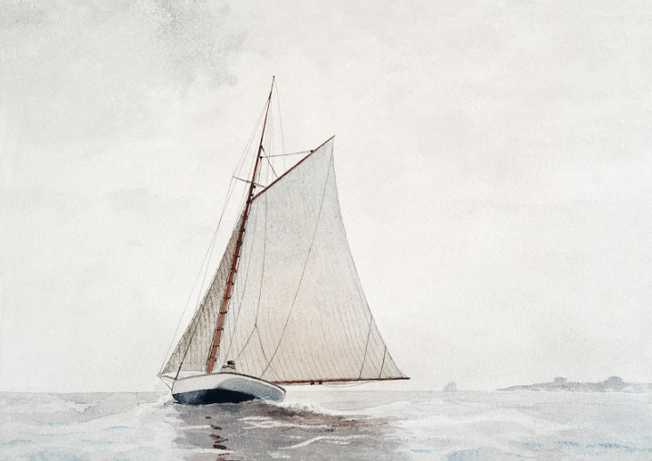 boat,watercolor,winslow homer,art,painting,sea,ship,sailboat,vintage illustrations,public domain,vintage painting,public domain art,rawpixel