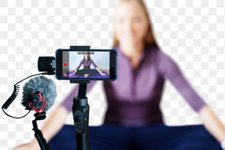 influencer,video,camera,video camera,blogger,vlog,yoga,vlogger,streaming,recording,fitness,phone influence,png,rawpixel