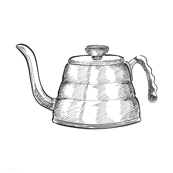 Black and White Vector Illustration of Tea Kettle Stock Vector