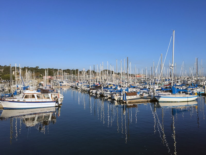 yatch,harbor,sailboat,harbour,monterey,reflection,wallpaper background,waterfront,boat dock,marina,port,rawpixel