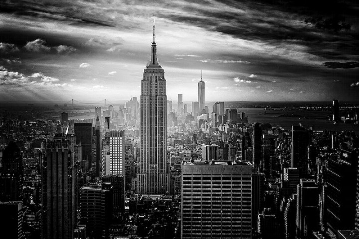 new york,public domain,black and white,skyline,city,empire state building,new york skyline,new york city,building,landscape,view,public domain images,rawpixel