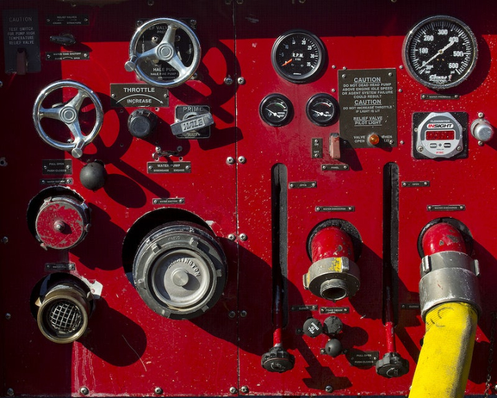 public domain,control panel,car,fire truck,machine,hose,germany,control,red background,photo,car equipment,automobile,rawpixel