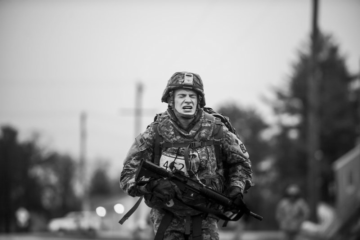 soldier,army,pain,warrior,military,wisconsin,people photos,profession,gun,theater,public domain,running,rawpixel