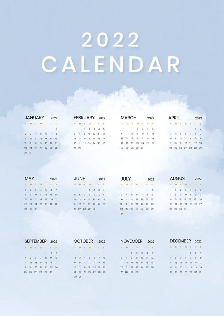 2022 calendar,2022,cute calendar 2022,weekly planner,cloud graphic,calendar 2021,2022 calendar,cute poster,2022 yearly calendar template,calendar vector,cloud vector,calendar template February  2022.,rawpixel