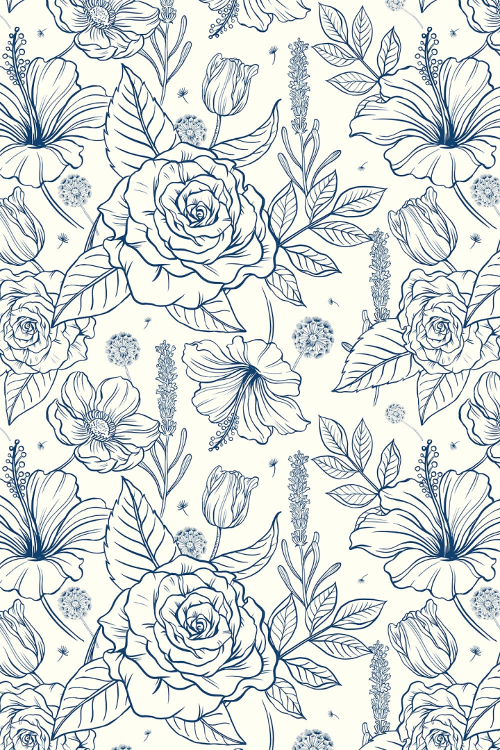 aesthetic background,background,flower,leaf,blue,floral,rose,botanical,nature,blue background,illustration,pattern,rawpixel