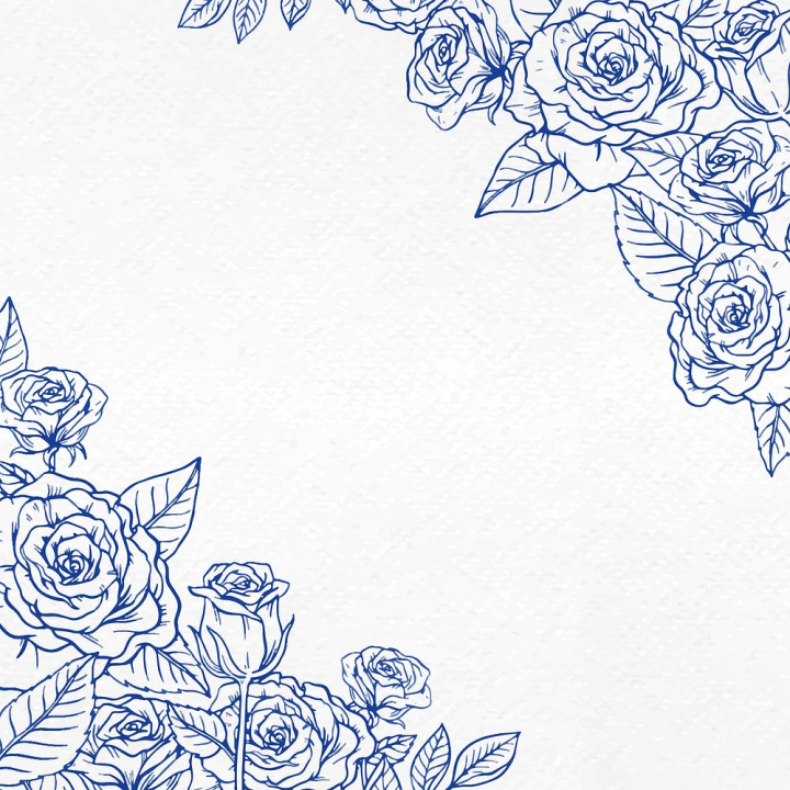 blue flower border,flower art line,floral background,blue flower,flower line frame,blue rose,aesthetic,background,blank space,blue,border,border background,rawpixel