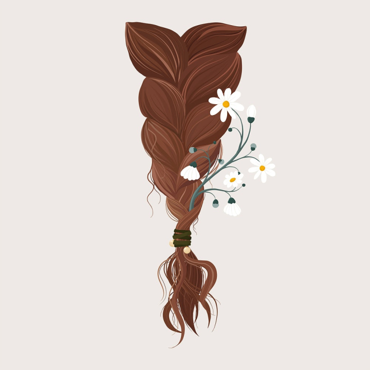 daisy brown,aesthetic,aesthetic illustrations,aesthetic vector illustrations,braids,brown,brunette,brunette hair,clipart,collage,cute,cute sticker,rawpixel