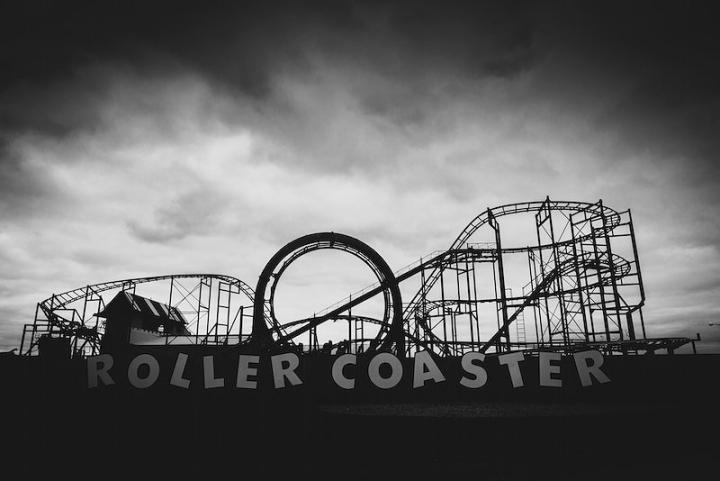 black and white,roller coaster,public domain photography,scary,halloween,dark,black and white photography,amusement park,abandoned,street photography,photography,spooky,rawpixel