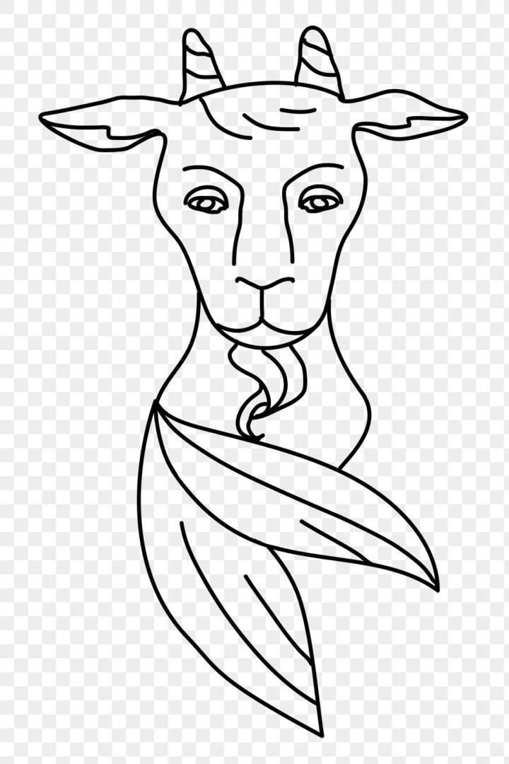 capricorn,animal,animal bust,animal graphic,animal head,animal illustration,animal png,animal sticker,animal zodiac,astrological sign,astrology,black & white graphic,png,rawpixel