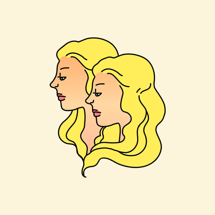 face,sticker,aesthetic illustration,illustration,gradient,collage element,women,vector,yellow,astrology,doodle,zodiac,rawpixel