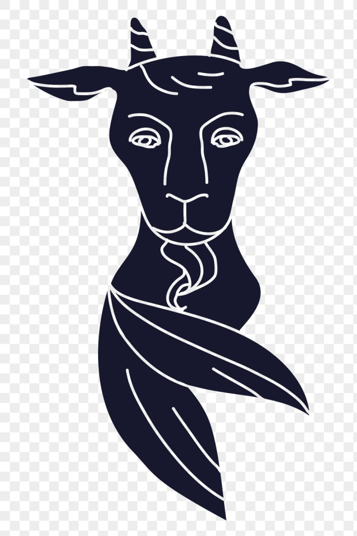 zodiac sign,goat,capricorn,goat head,animal,animal bust,animal graphic,animal head,animal illustration,animal png,animal sticker,animal zodiac,png,rawpixel