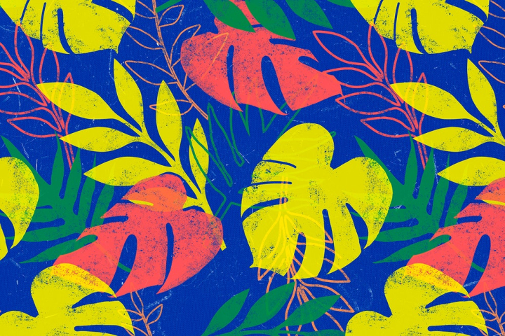 background,design backgrounds,leaf,plant,blue,blue backgrounds,nature,tropical,floral,botanical,illustration,pattern,rawpixel