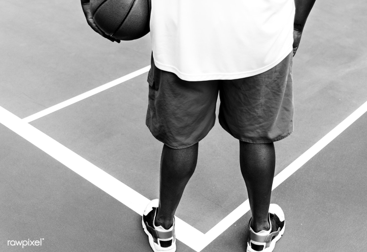 ball,tee,active,activity,african,african american,african descent,alone,american,basketball,basketball court,black,black and white,challenge,chubby,court,dieting,exercise,exercising,fat,fitness,game,grayscale,health,healthy lifestyle,hobby,holding,interests,male,man,match,mature,play,player,playing,ready,shooting hoops,sport,sports,standing,trying,weight loss,white,workout