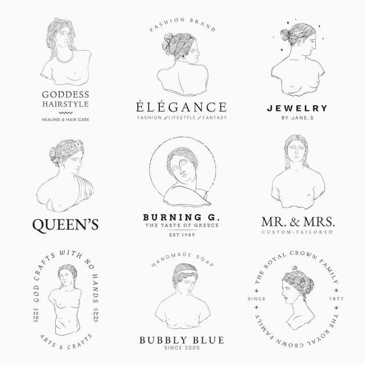 logo template,logo,woman logo,greek mythology,one line art,sculpture,roman,greek goddess,line drawing,one line,greek statue,greek,rawpixel