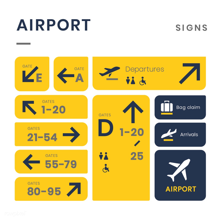 airport,direction,pictogram,airline,announcement,arrival,arrow,baggage hall,blue,blue background,board,collection,communication,control,departure,display,domestic,down,flight,free,gate,holiday,icon,immigration,international,journey,left,media,message,navy blue,number,numbered,plane,rectangle,right,set,sign,signboard,square,symbol,terminal,transportation,travel,trip,up,vacation,vector,white,yellow,yellow background