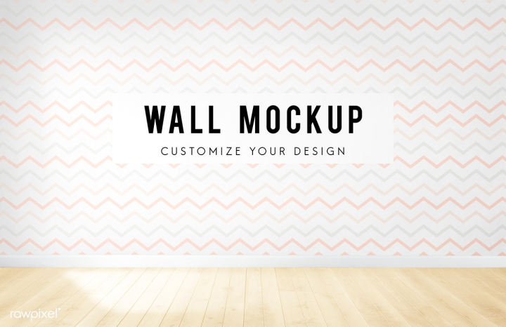 Free: Empty room with a zig zag wallpaper mockup