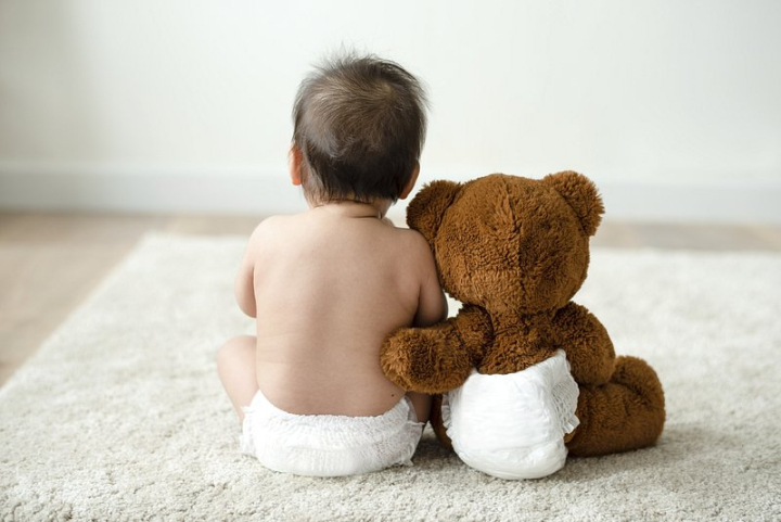 baby,child,baby photos,bear,diaper,toddler,children photos,teddy bear,baby background,friends,cute baby,together,rawpixel
