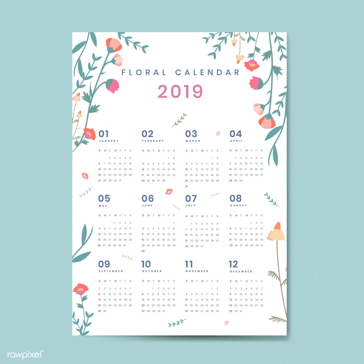 Free: Floral calendar mockup | Free stock vector - 554998 - nohat.cc