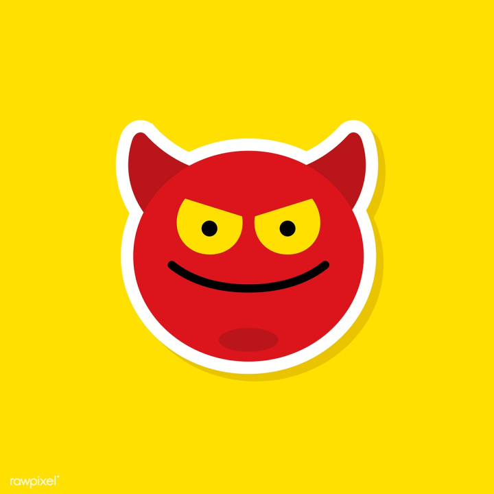 devil,avatar,bad,cartoon,character,devious,emoji,emoticon,emotion,evil,expression,face,facial,feeling,free,horns,icon,illustrated,illustration,mood,naughty,red,round,smile,smiley,social,social media,symbol,technology,vector,yellow background