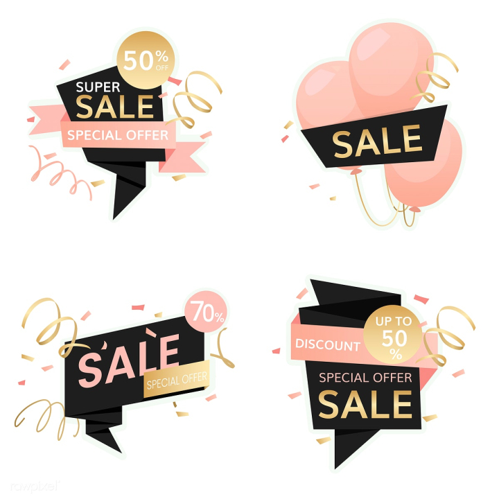 balloon,50 percent,50%,70 percent,70%,badge,banner,black,buy,buying,celebration,clearance,collection,commercial,deal,discount,discounted,element,end of season,feminine,festive,fifty percent,girly,gold,golden,graphic,illustrated,illustration,offer,online shopping,pastel,pink,promotion,retail,ribbon,sale,selling,set,seventy percent,shop,shopping,special offer,sticker,store,super sale,vector,white,white background,yellow