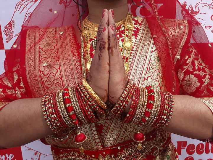 namaste,indian culture,indian woman,hindu,wedding,indian bride,indian wedding images,indian dress,indian,wedding photos indian,indian jewelry,mehendi,rawpixel