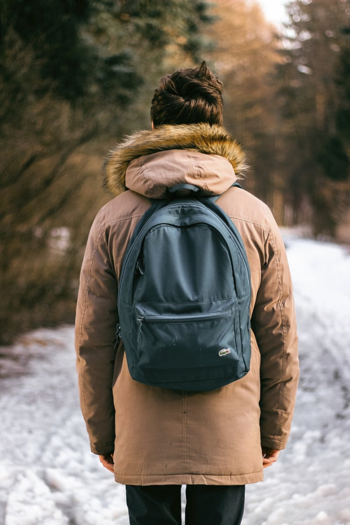 backpack,woman explore,backpack public domain,alone,people creative,jacket,cc0,forest,person,person photo,adventure,brown,rawpixel