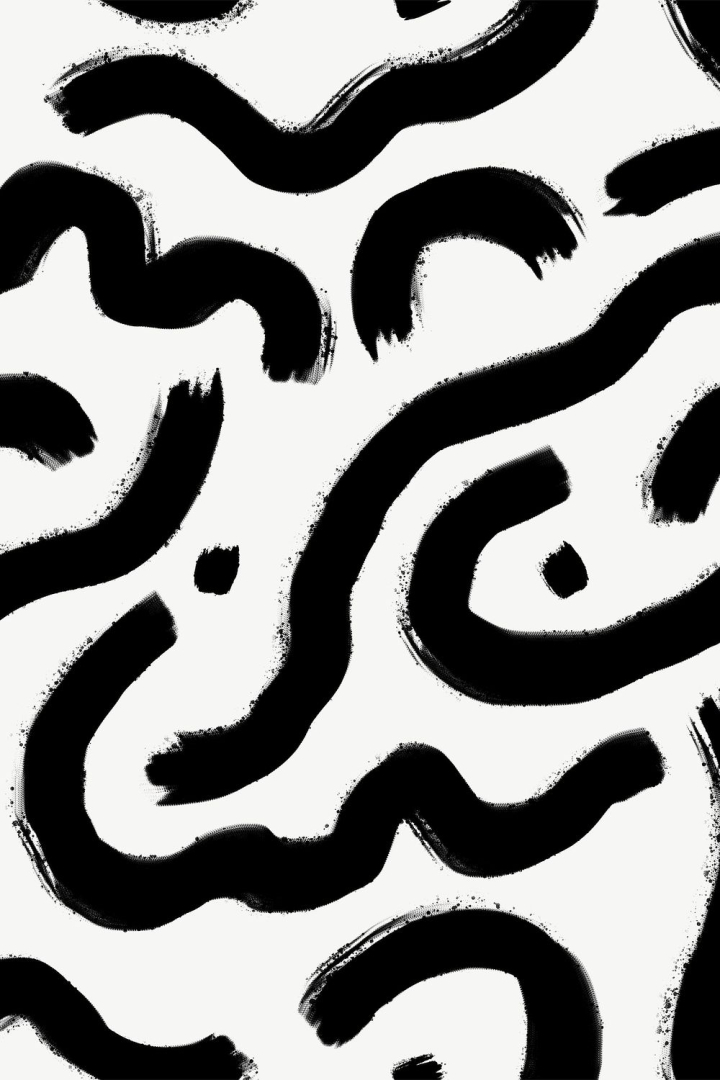 Phone wallpaper Memphis pattern, black & white doodle design