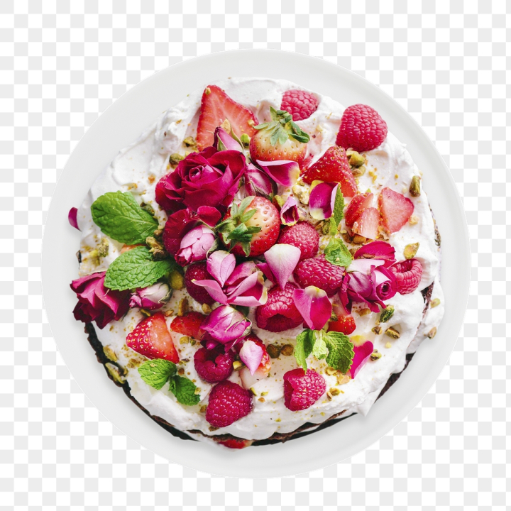 menu,rawpixel,png,png element,leaf,pink,rose,fruit,collage element,food,white,cake,plate