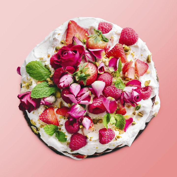 flower,leaf,pink,rose,fruit,collage element,food,white,cake,plate,menu,rose petal,rawpixel