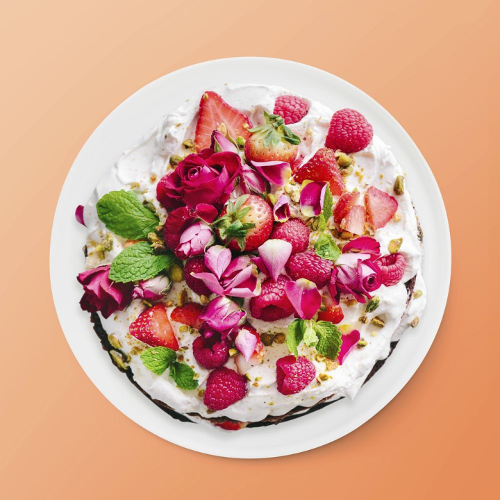 flower,leaf,pink,rose,gradient,fruit,collage element,food,orange,white,cake,plate,rawpixel
