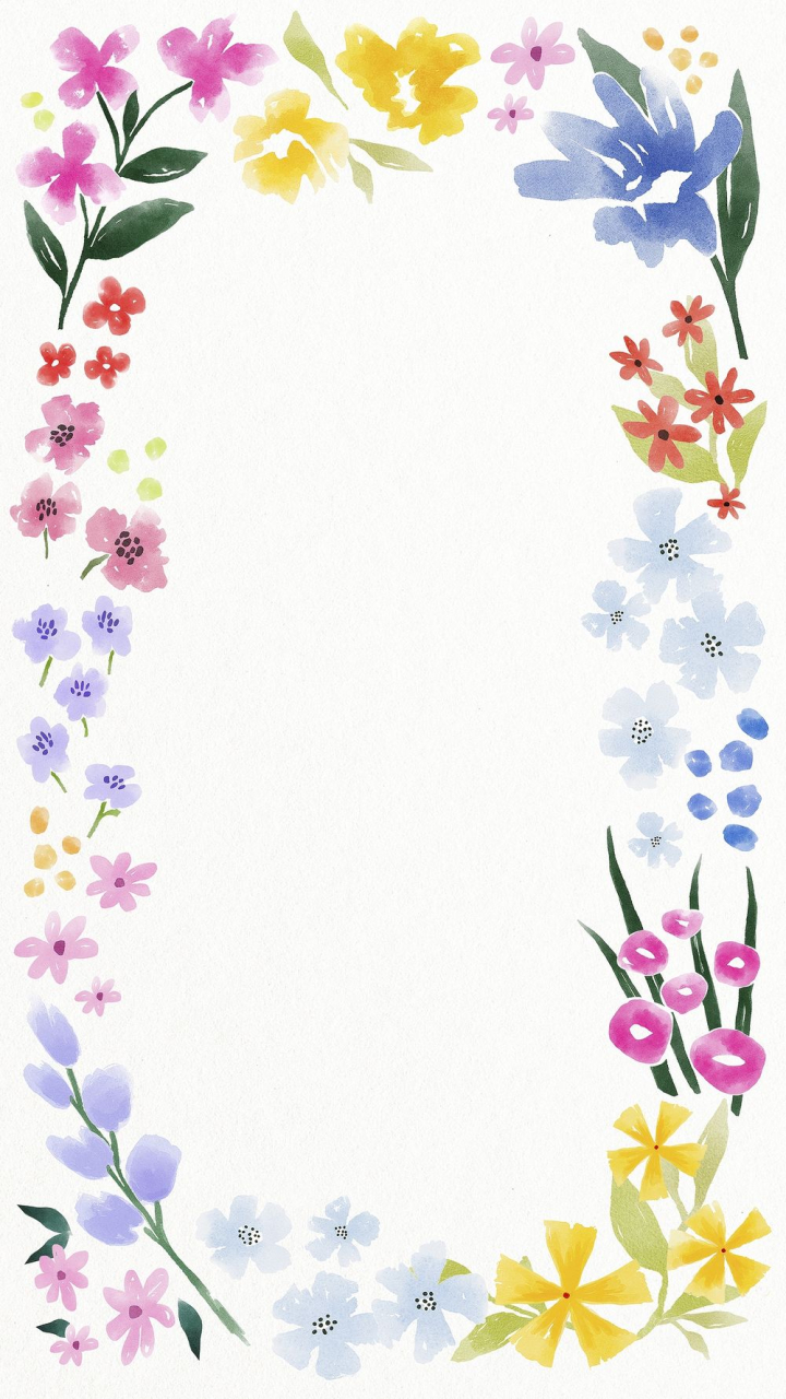 background,frame,flowers,aesthetic,watercolor,blue,pink,purple,floral,botanical,border,illustration,rawpixel