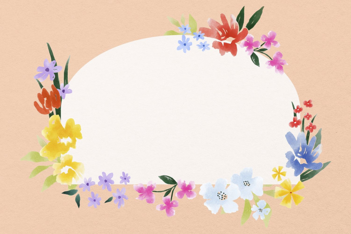 background,frame,flowers,watercolor,blue,pink,purple,floral,botanical,border,illustration,cute,rawpixel