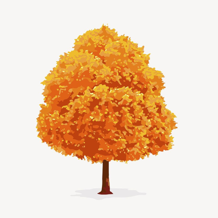 sticker,tree,collage,nature,botanical,collage element,orange,vector,autumn,fall,graphic,design,rawpixel