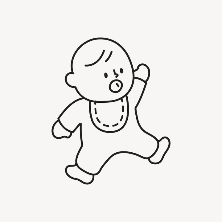 sticker,collage,person,kid,baby,collage element,cute,line art,vector,doodles,black and white,drawing,rawpixel