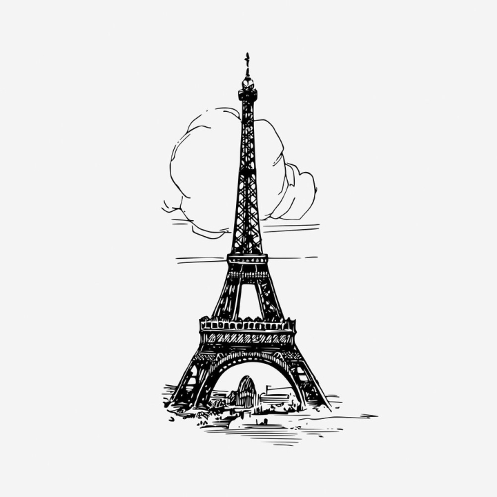 One Line Sketch Of Eiffel Tower In Paris Stock Illustration - Download  Image Now - Paris - France, Line Art, Eiffel Tower - Paris - iStock